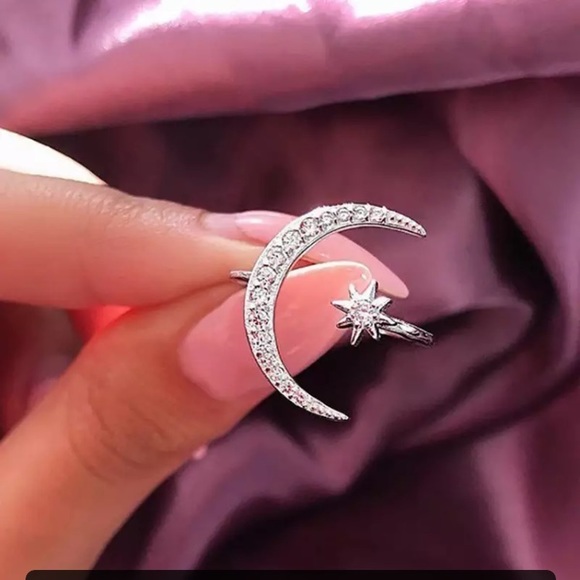 “Nova” Moon Star Diamond Boho Adjustable Cute Ring - Picture 3 of 11